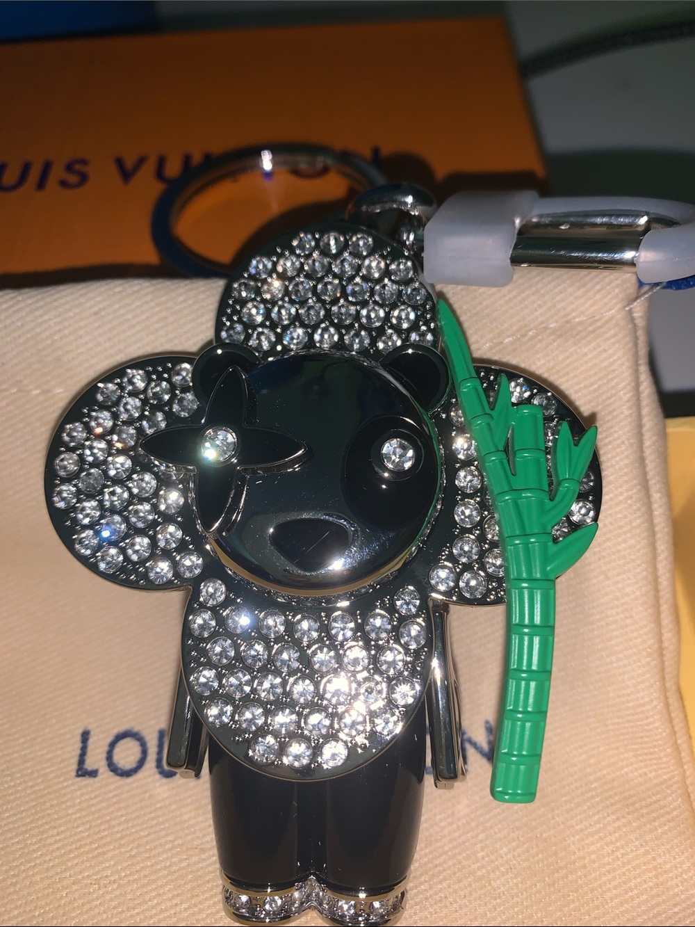 Crystal Monogram Vivienne panda purse/bag charm keychain